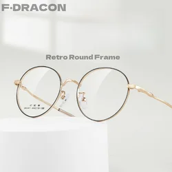 F·DRACON Memory Titanium Eyeglass Frame Ultra Light Retro Round Women's Eyeglass Frame Optical Prescription Women's Glasses34341