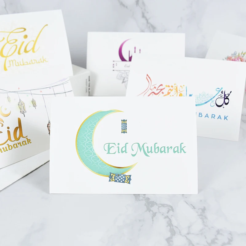 6 sztuk/zestaw EID Mubarak zaproszenia z kopertą Ramadan dekoracja 2024 islamskie wakacje muzułmańskie pocztówka z życzeniami