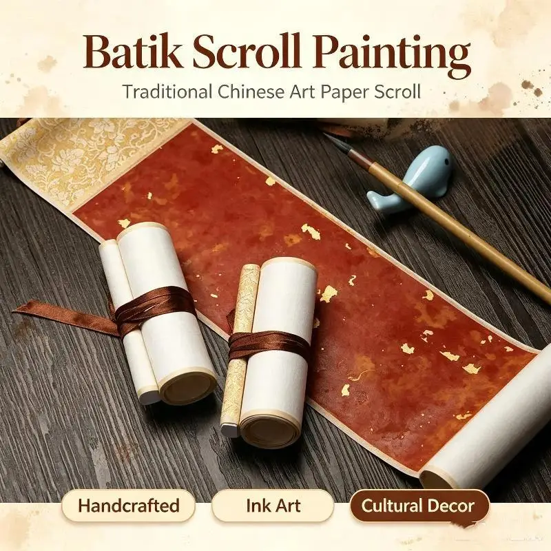〔CCA13〕Mini Hanging Scroll Rice Paper Scroll Batik Gilded Blank Mounting Hanging Scroll Brush Calligraphy Decorative