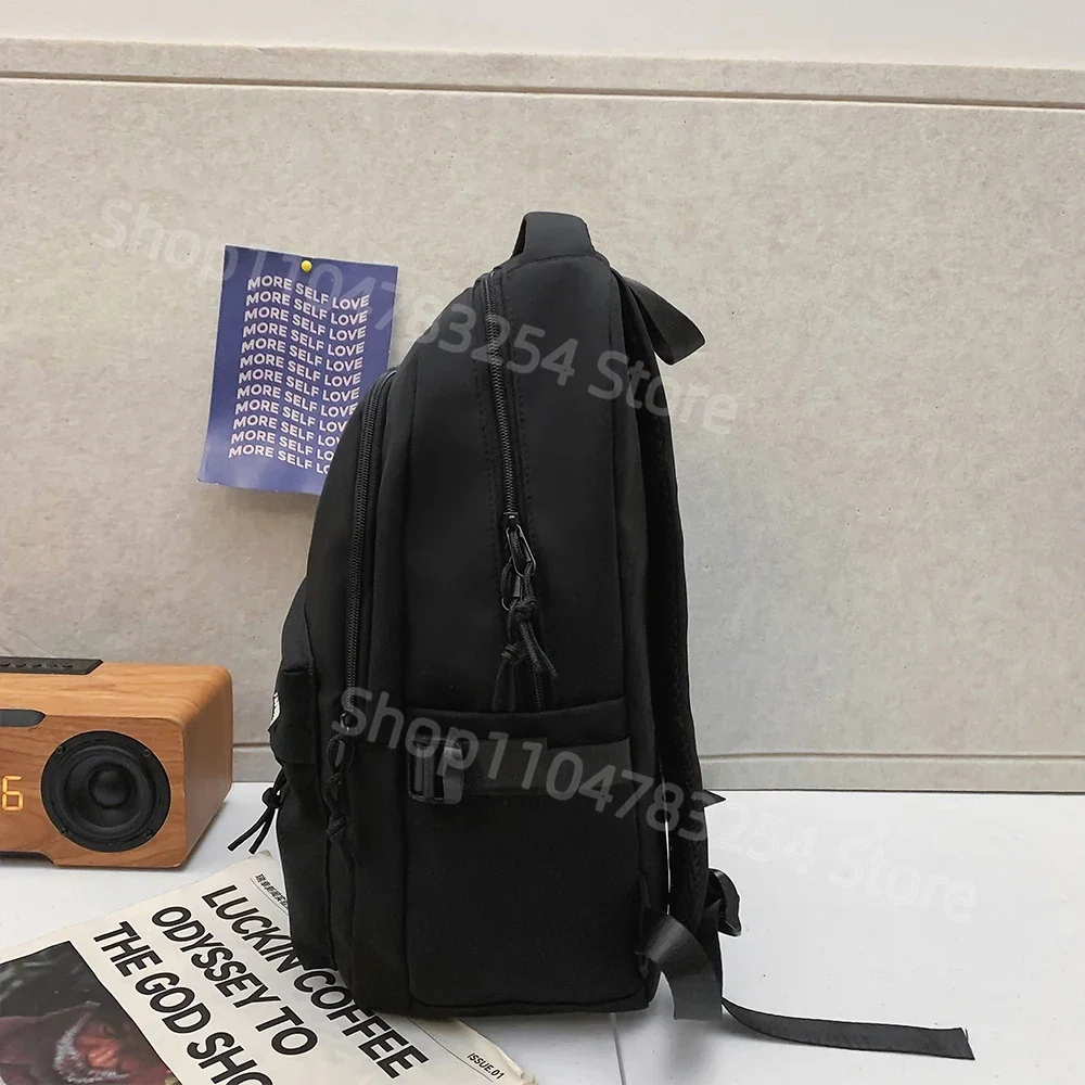 New Large Capacity Solid Color Backpack for High School Students Durable Simple Black Travel Backpack for Middle School Teens
