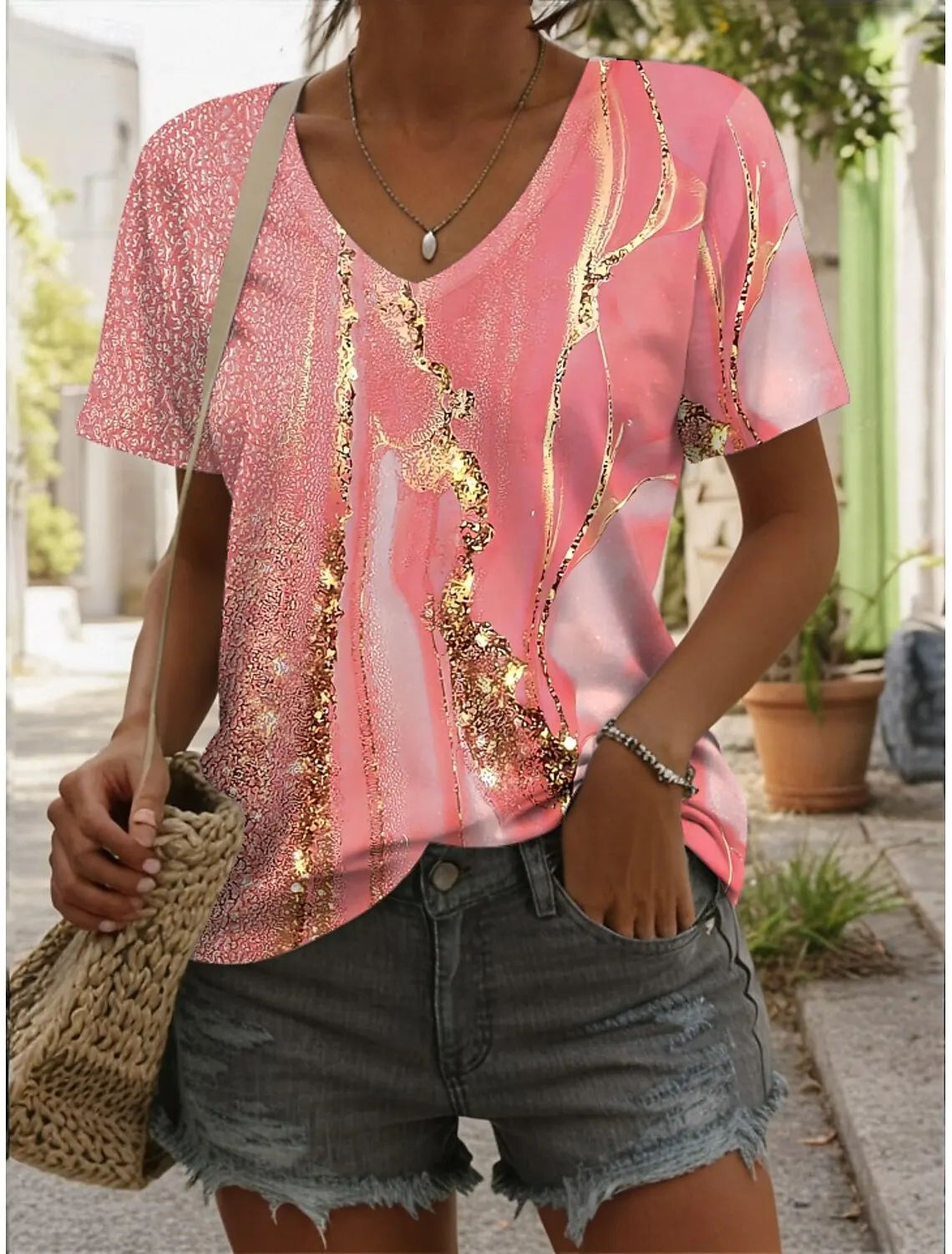 

Women's T Shirt Graphic Geometric Vintage Stylish Casual Sleeveless Short Sleeve V Neck Regular Tops Daily Print Summer Spring