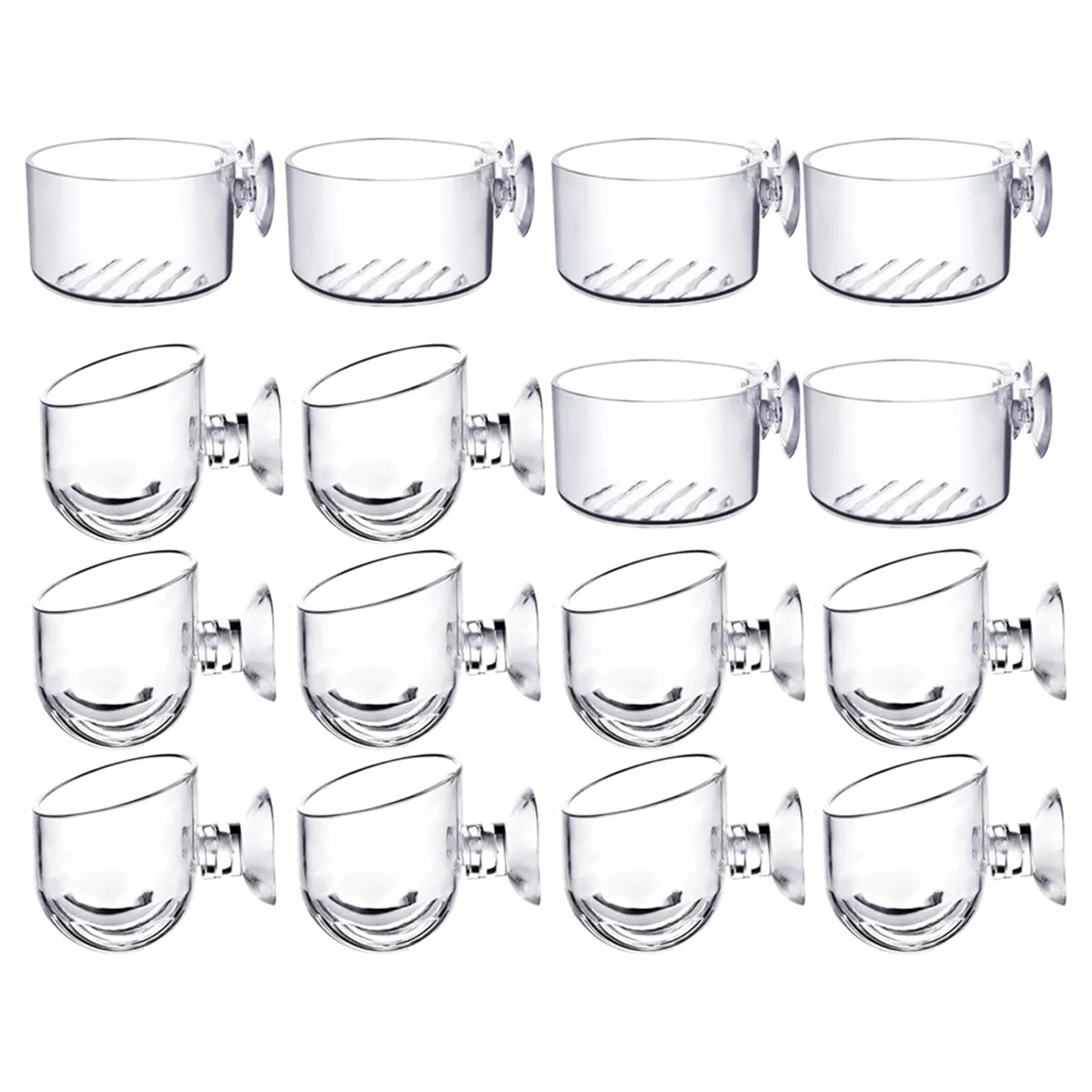 ABNP 16 pièces tasses pour plantes aquatiques, Pot de plantes aquatiques en acrylique Transparent avec aspiration, décoration d'aquarium 2 formes