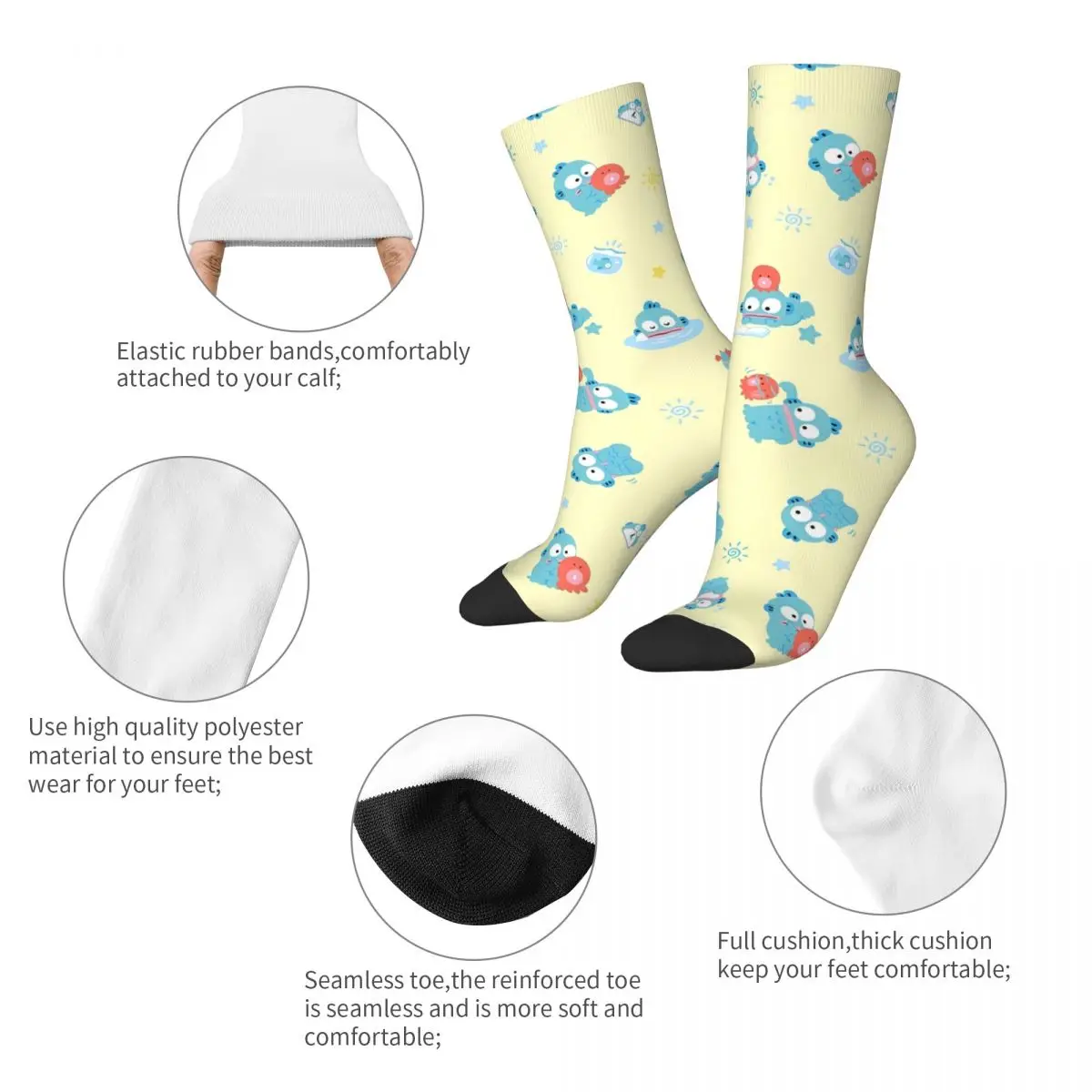 Hangyodon Sayuri Cartoon Autumn Winter Funny Women MenSocks Cute Kawaii Non-slip Soccer Socks