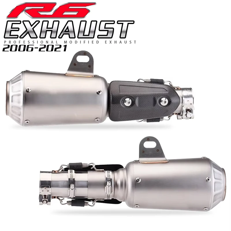 Universal 61mm Motorcycle Exhaust With Db Killer Motorcycle Exhaust Intermediate Tube For Yamaha R6 YZF-R6 R6N  2006-2020