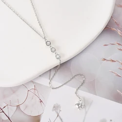 High Quality 6.5mm&3mm Y Shape Moissanite Necklace Real Silver 925 Long Chain Original Certified Jewel for Woman Christmas Gift