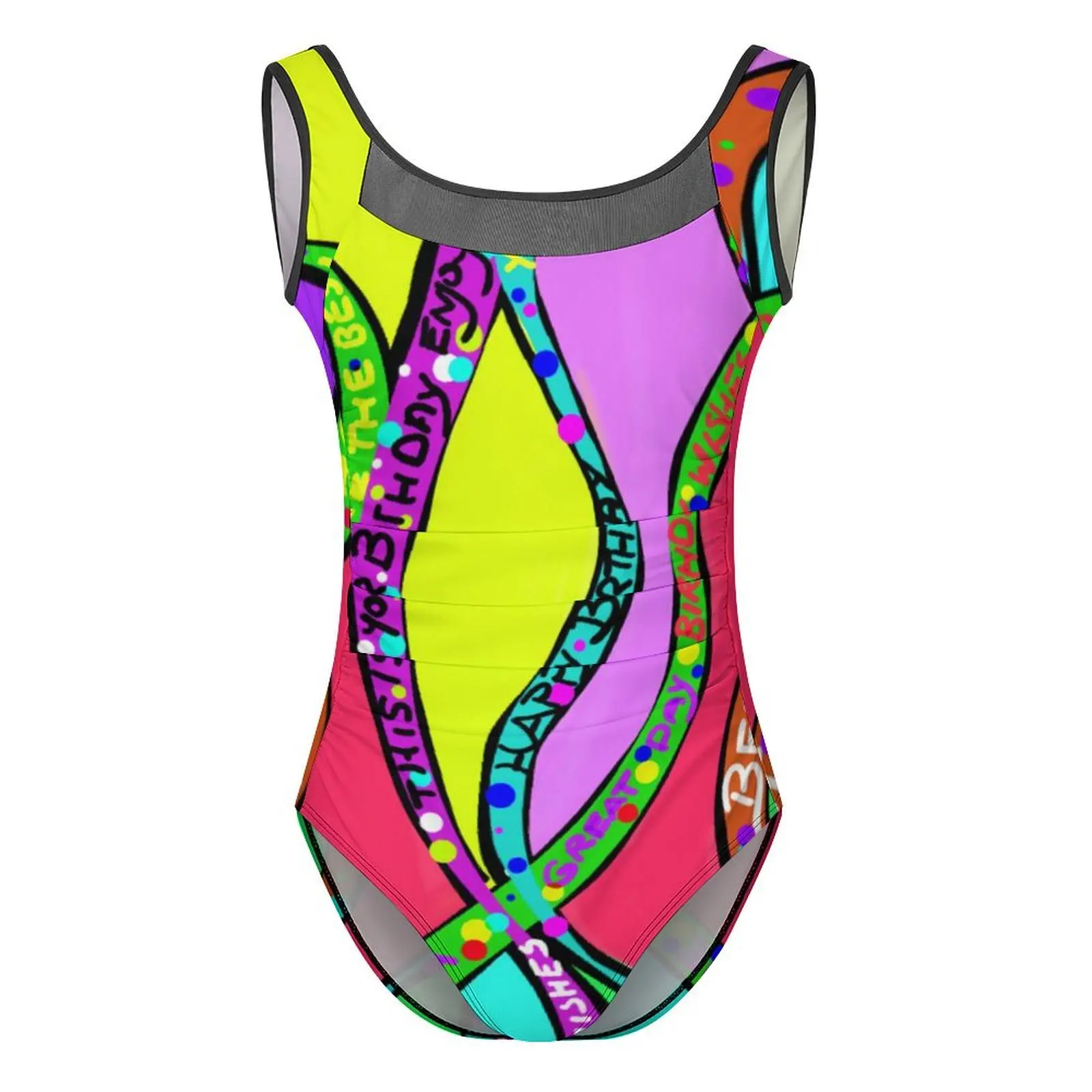 BIRTHDAY WORD ART Swimsuit Sexy Colorful Party Lady Swimwear One Piece Modern Swimsuits Fitness Push Up Hollow Out Bathing Suits image 3