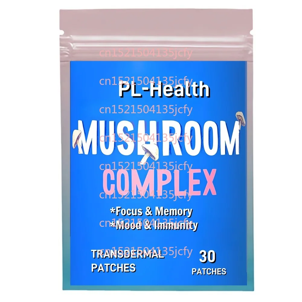 30 แพทช์ Mushroom Complex Transdermal Patches พร้อมแผงคอสิงโต, Cordyceps สําหรับความจําและโฟกัส, อารมณ์, ภูมิคุ้มกัน