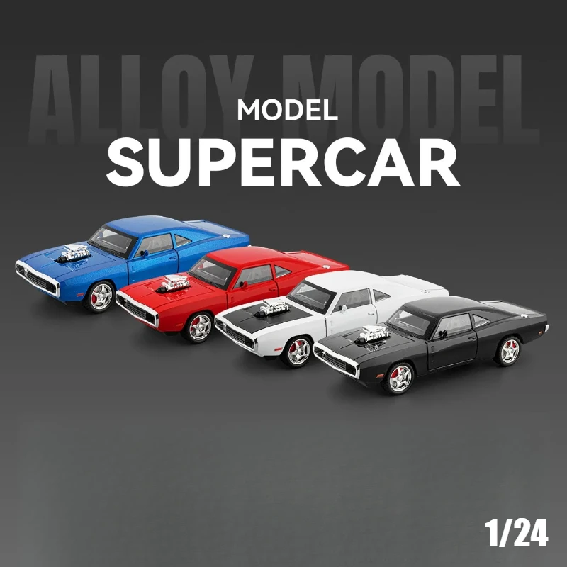1:24 Charger Alloy With Sound Light Metal Diecast Model Car Decoration Collectibles Hobby Display Ornaments Holiday Present Gift