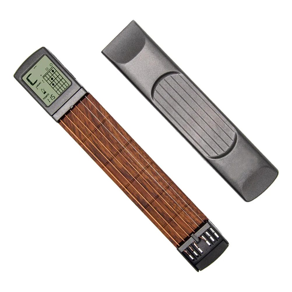 

Electronic Screen Guitar 6 Fret Black Portable Trainer Finger Practice Tool Durable Acoustic Practice Training Instrument