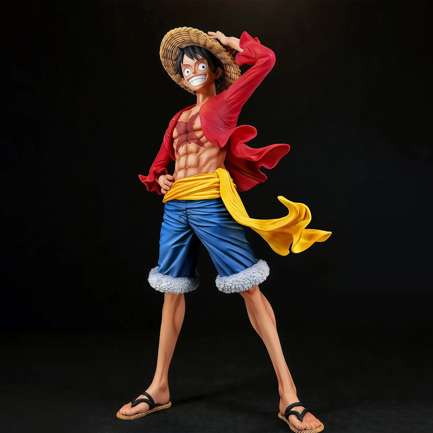 

24cm One Piece Luffy Anime Figure - GK Standing Pose Pressing Hat Model Statue for Boys Fans Collectible New Style