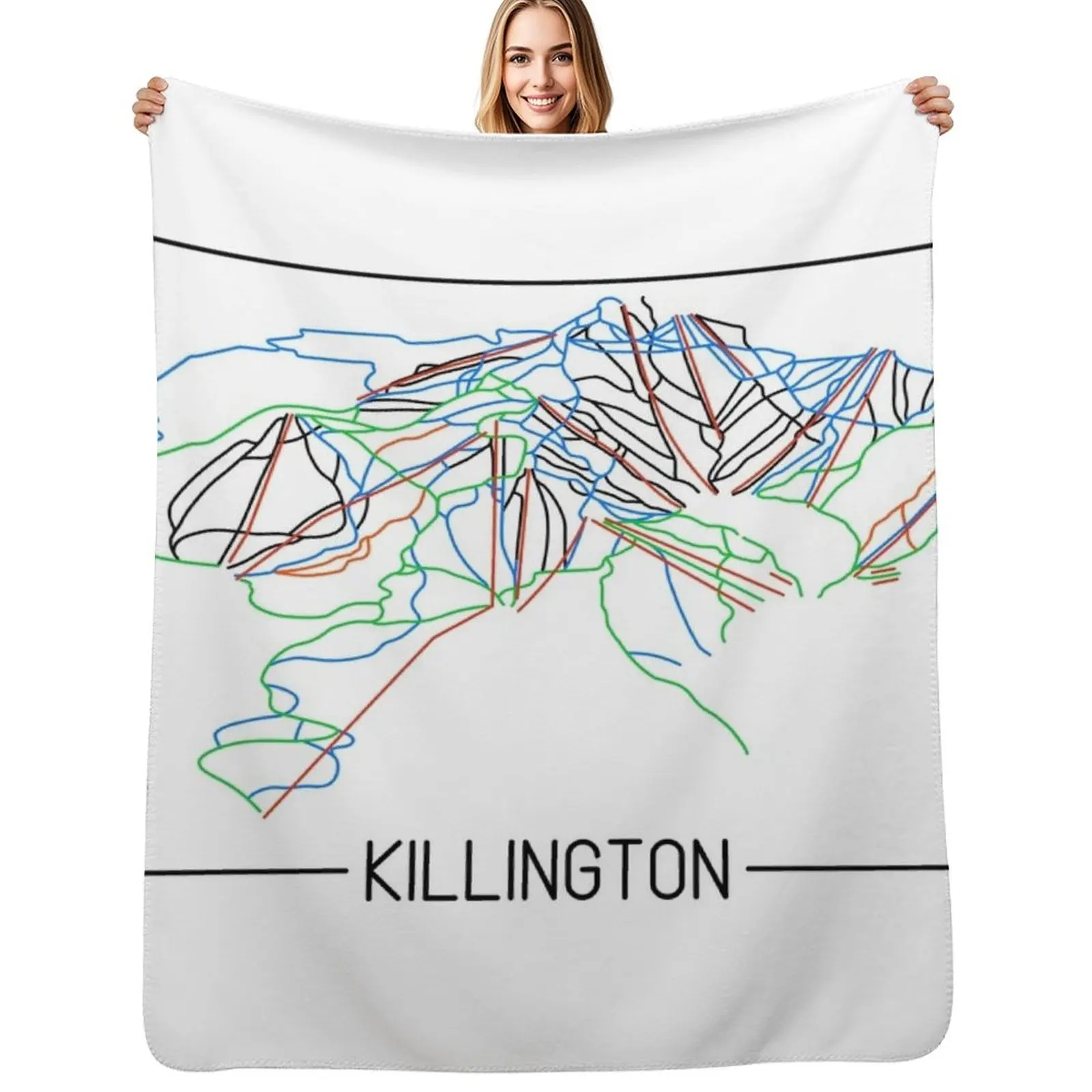 

Killington Trail Rating Map Throw Blanket Luxury Brand Soft Beds Personalized Gift For Sofa Thin Blankets