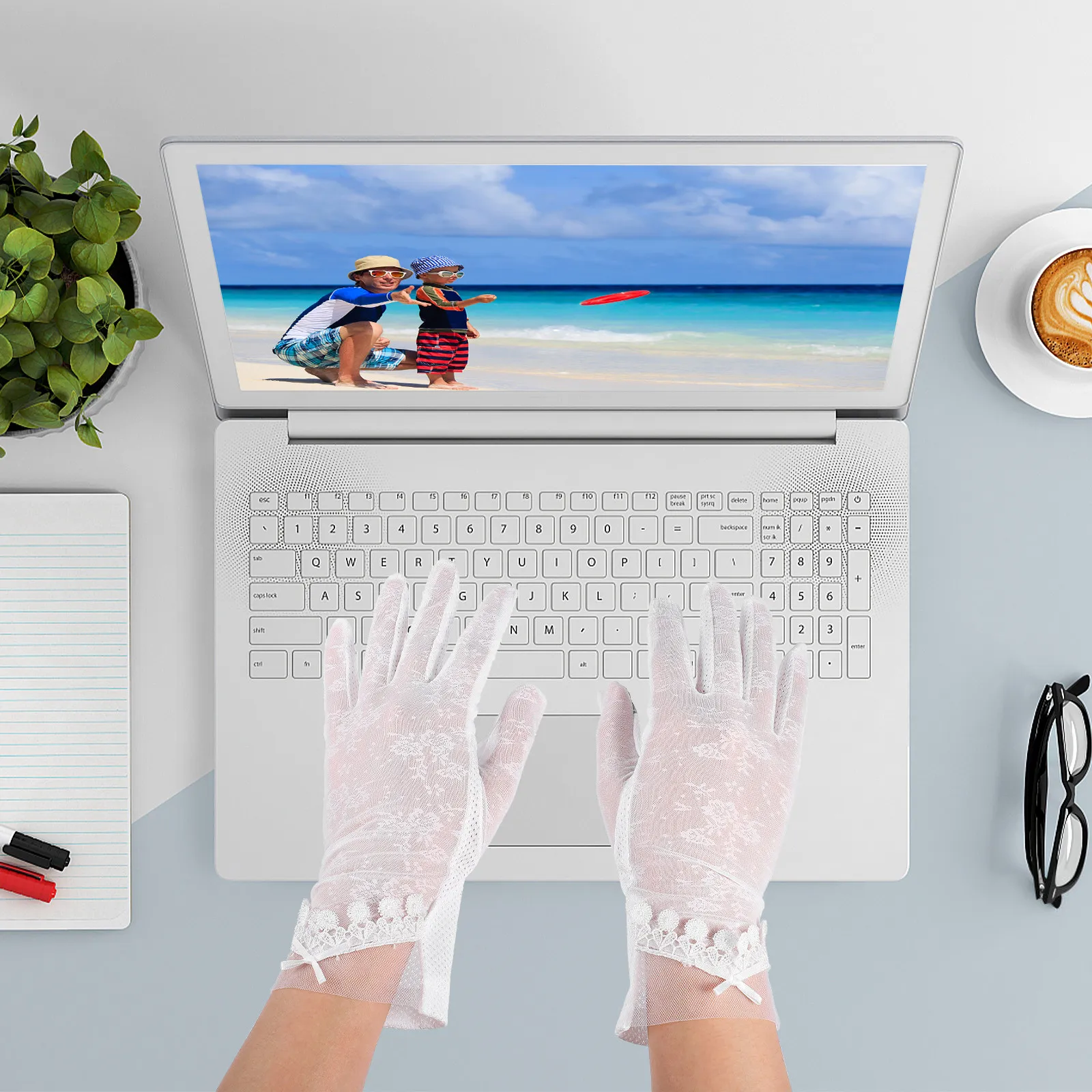 

1Pair Women Summer Lace Touch Screen Sun Protection Gloves Uv Blocking Anti-Slip Driving Cycling Hiking Outdoor Sports Gloves