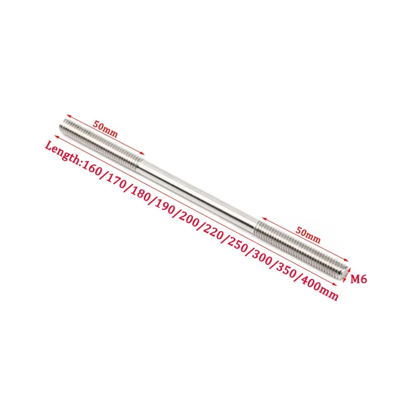 1pc M6 Connecting Rod Dual End 50mm Thread Link Rod 304 Stainless Steel Material for RC Boat Cars