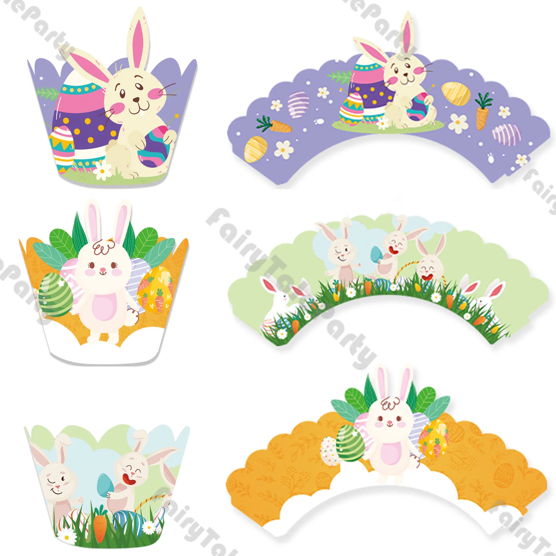 

6pcs Cake Decoration Supplies Easter Party Cake Flag Insert Bunny Cake Cupcake Holiday Party Decoration
