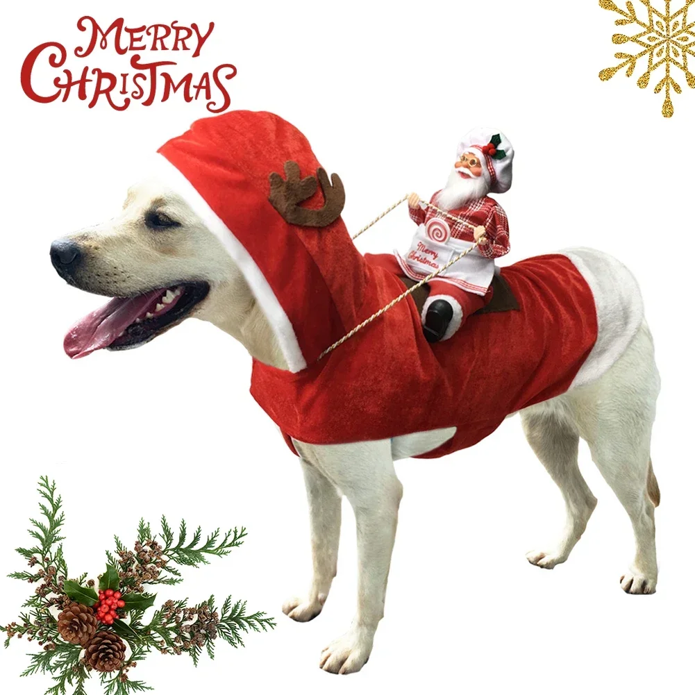 Medium Large Dog Dog Pet Christmas Clothes A Hacking Outfit Santa Doll Autumn and Winter Dog Costume Dog Clothes Winter