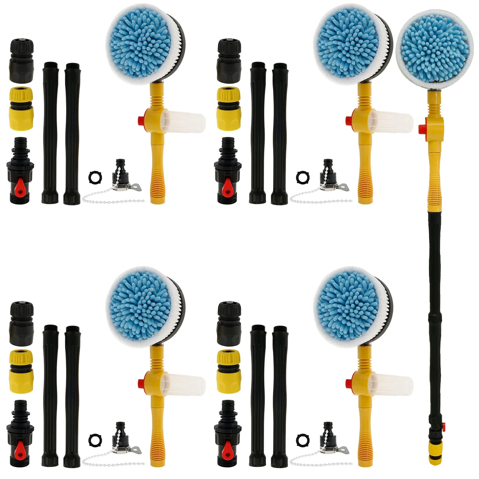 

5PCS/1PCS Rotating Car Wash Brush Cleaning Kit with Long Handle Extendable Car Wash Mop Washing Scrub Brush for Truck RV Camper