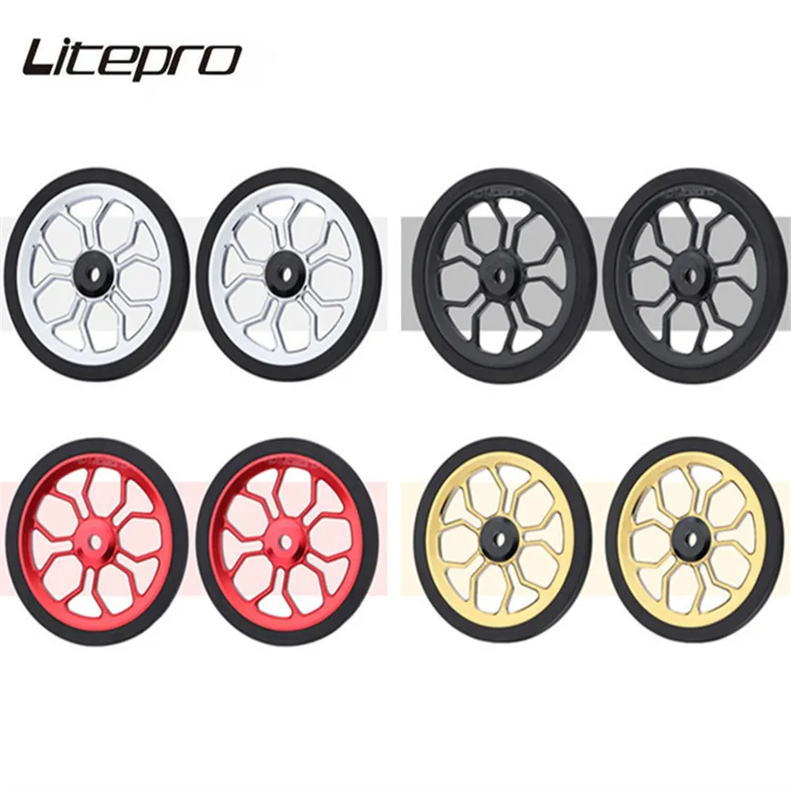 JKLitepro Litepro Spider Shape Easy Wheel Enlarged 82mm Modified Alloy Sealed Bearing Pushing Wheel For Brompton Folding Bicycle