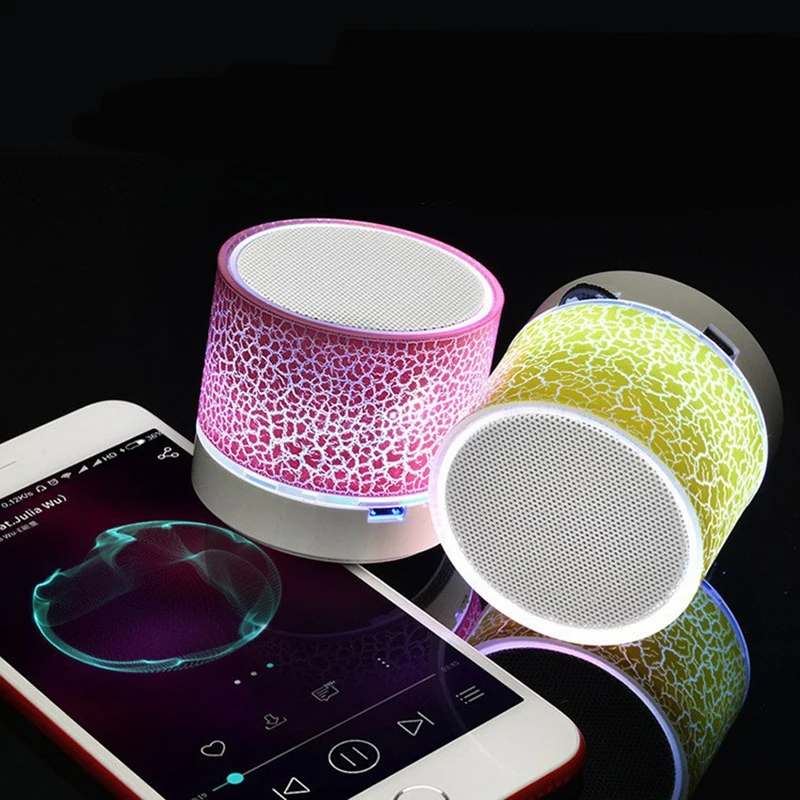 Universal Wirless Bluetooth Speaker LED Light Crack Mini Protable Speaker Support TF Card MP3 Outdoor Sound Box for Smartphones