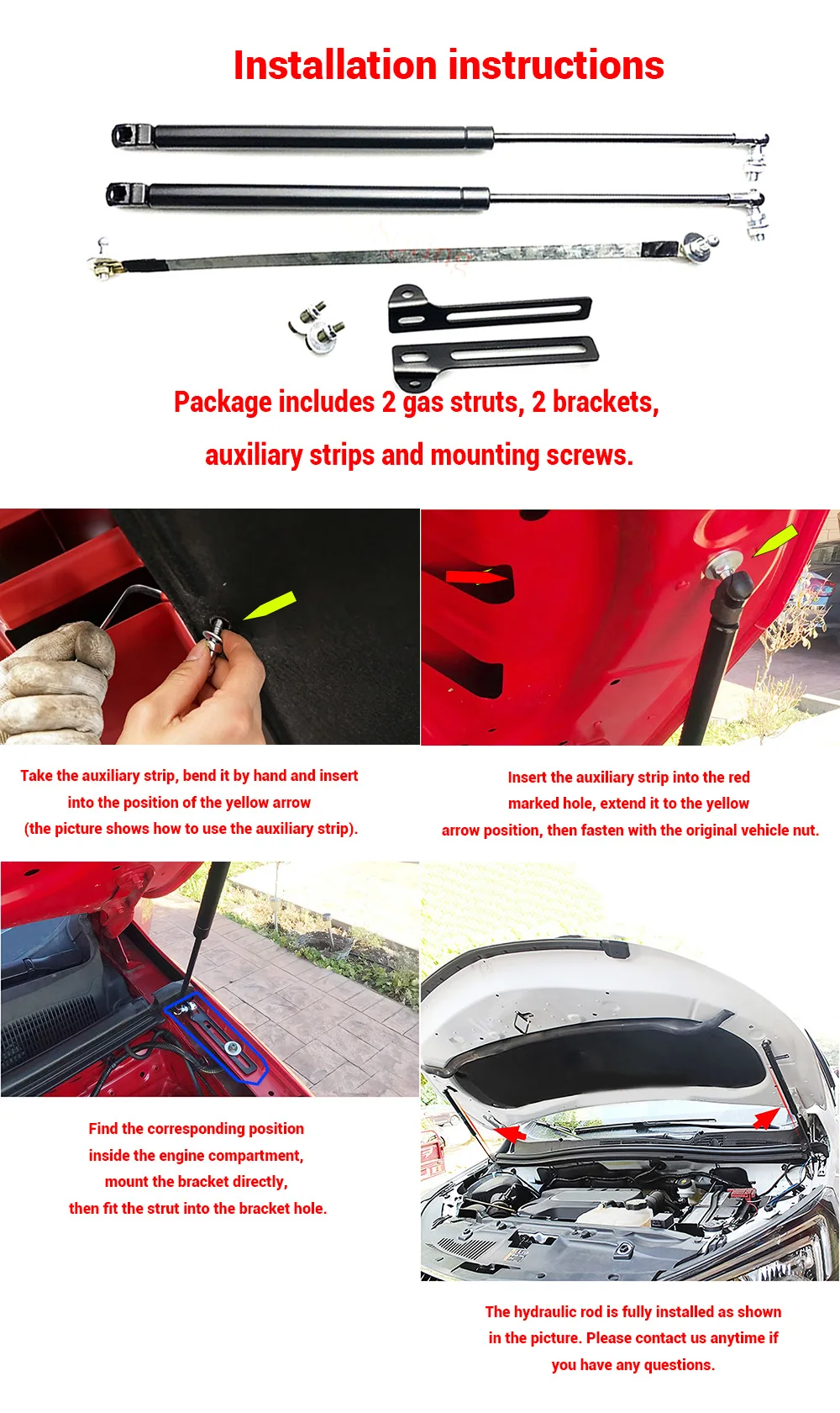 For Opel Mokka Buick Encore 2012-2019 Front Hood Engine Supporting Hydraulic rod Lift Strut Spring Shock Bars Bracket