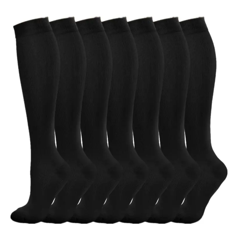 3/6/7 Pairs Compression Socks Varicose Veins Running Natural Hiking Basketball Outdoor Sports Socks Knee Length Elastic Socks