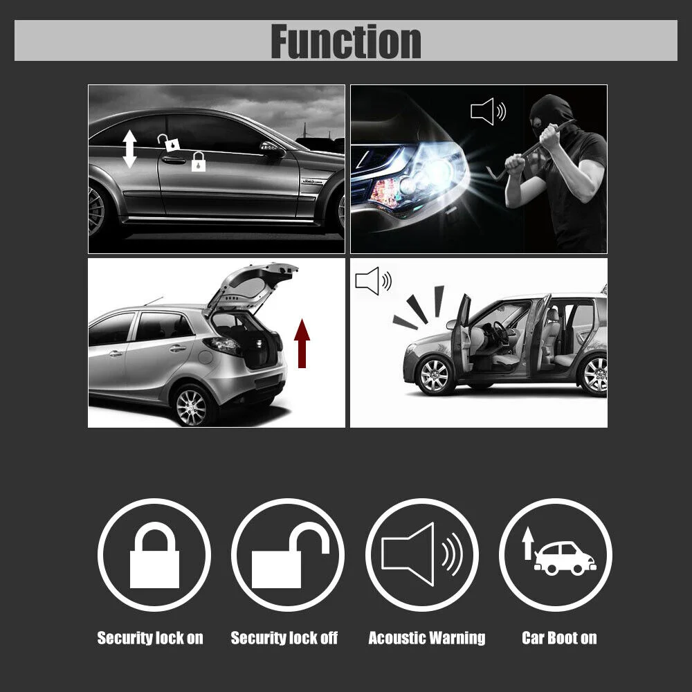 1 Set Car Alarm System Remote Control of Car Burglary Alarm System Auto Vibration Alarm Anti Theft Security System