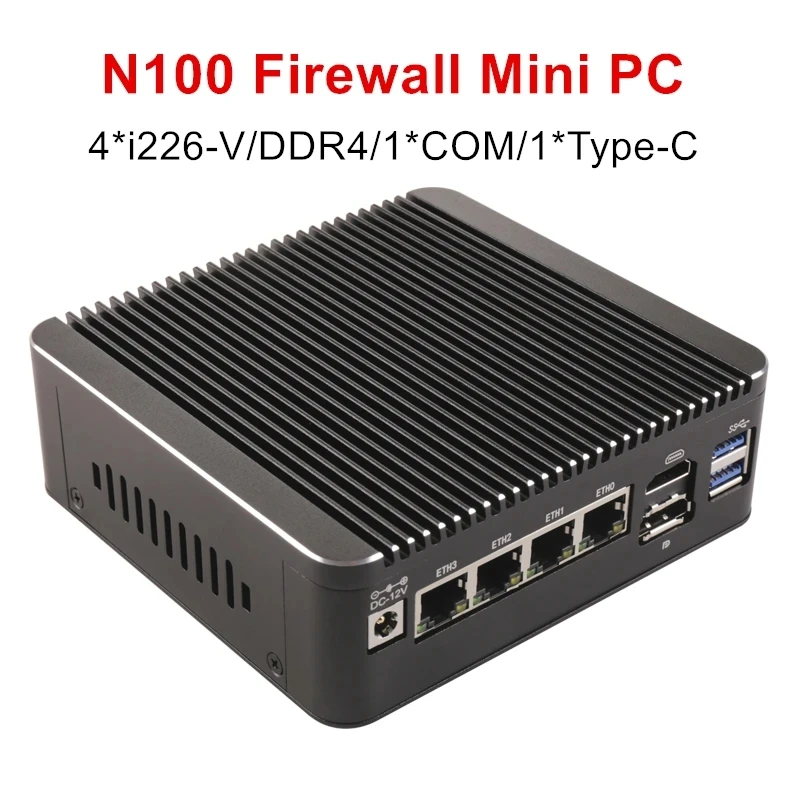 4x i226-V LAN 12th Gen Intel N100 2.5G Soft Router 1*COM RJ45 Fanless Mini PC Firewall Computer Type-C pfSense PVE ESXi