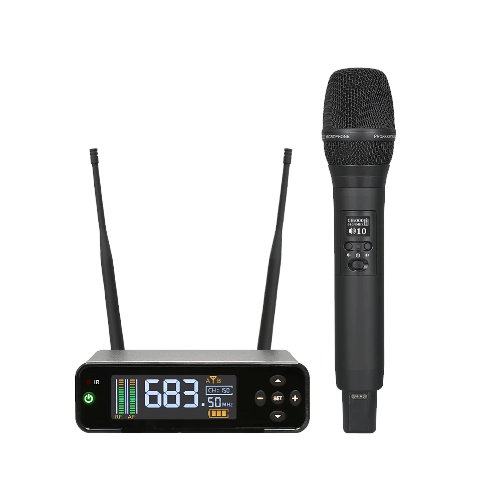 200 Meter Usage Uhf Recharging Microphone True Diversity Wireless Microphone