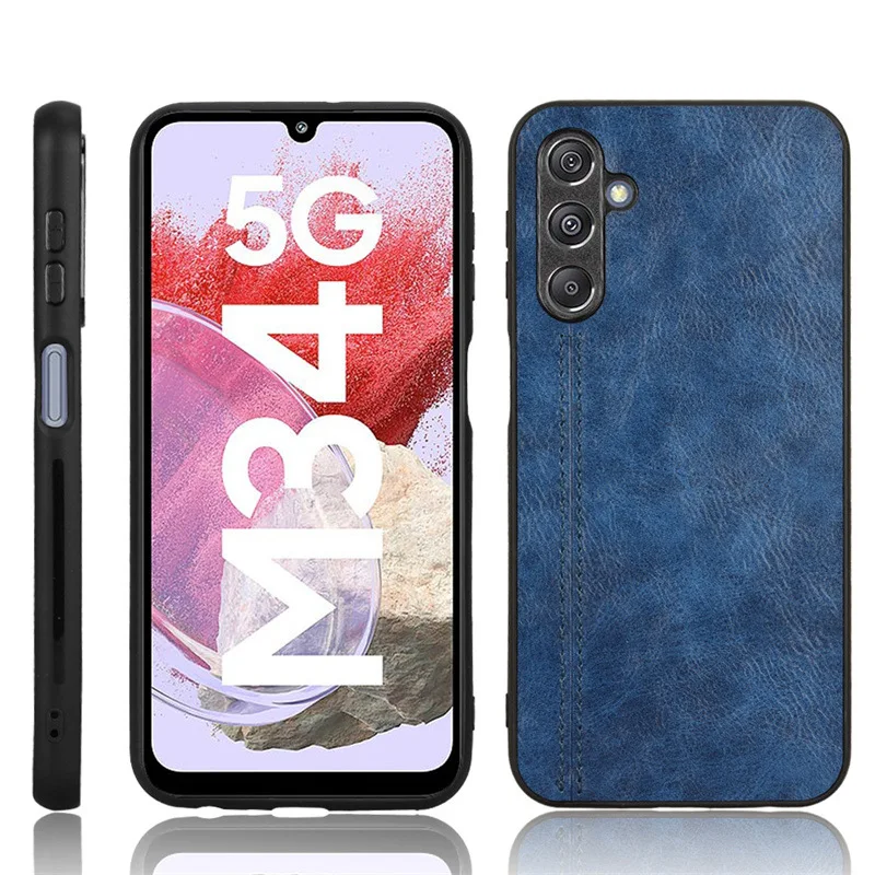 Capa de couro PU para samsung galaxy m34 5g, à prova de choque capa traseira dura, caso fosco para galaxy m34 5g