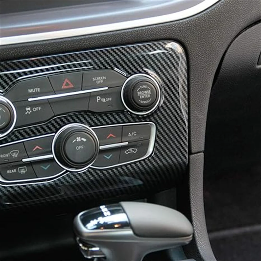 Central Control A/C Air Condition Panel Cover Trim For Dodge Charger 2016-2021 Carbon Fiber Look Interior Accessories