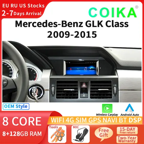7 Inch Android 13 System Car Multimedia Player For GLK X204 2009-2015 WIFI 4G SIM IPS Touch Screen GPS Navi DSP 360 Camera