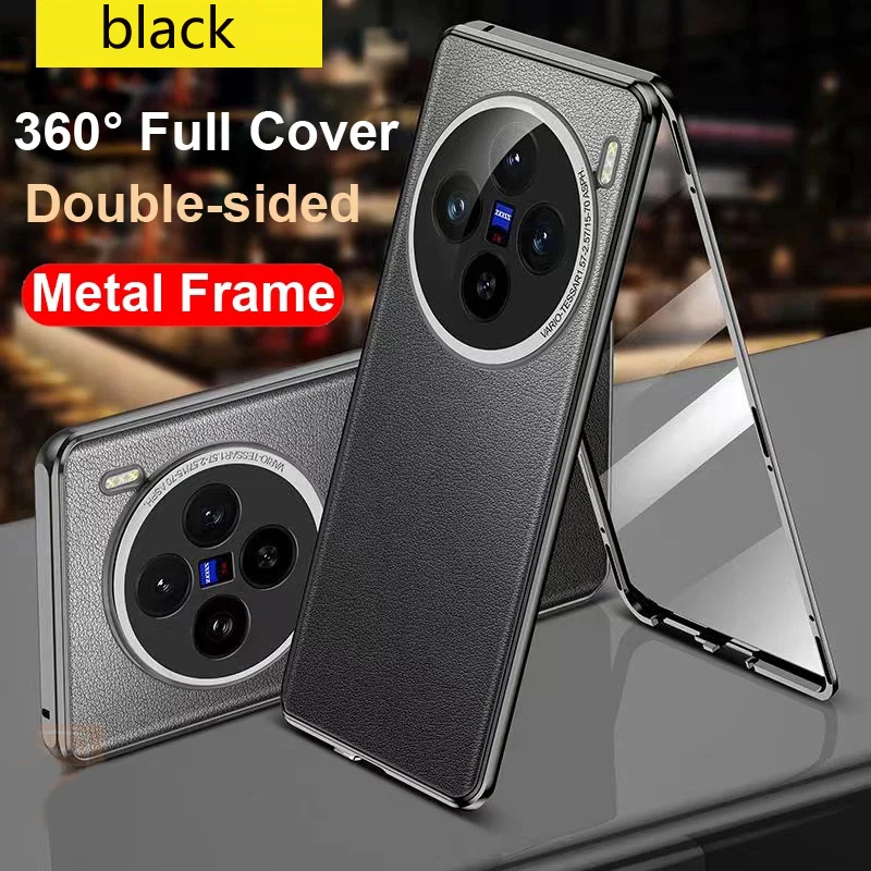 

Кожаный металлический чехол для телефона Vivo X90 X100 X100S X200 Pro X100, ультра закаленное стекло, полная защита объектива, чехол для телефона