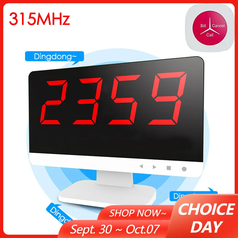Wireless 3-Digits Display Desktop Pager Set Customer Service Waiter Table Calling System Guest Call Button for Restaurants