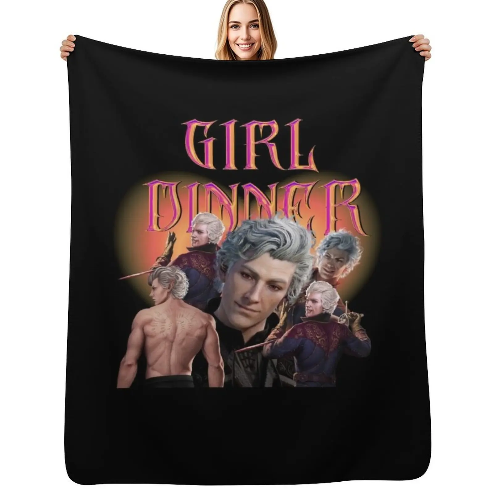 

Astarion girl dinner - bg3 Game Throw Blanket decorative Plaid Thin Blanket