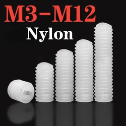 M3 M4 M5 M6 M8 M10 M12 White Nylon Cylindrical Head Bolt Plastic Metric Thread Flat Head Insulated Slotted Headless Fixing Screw