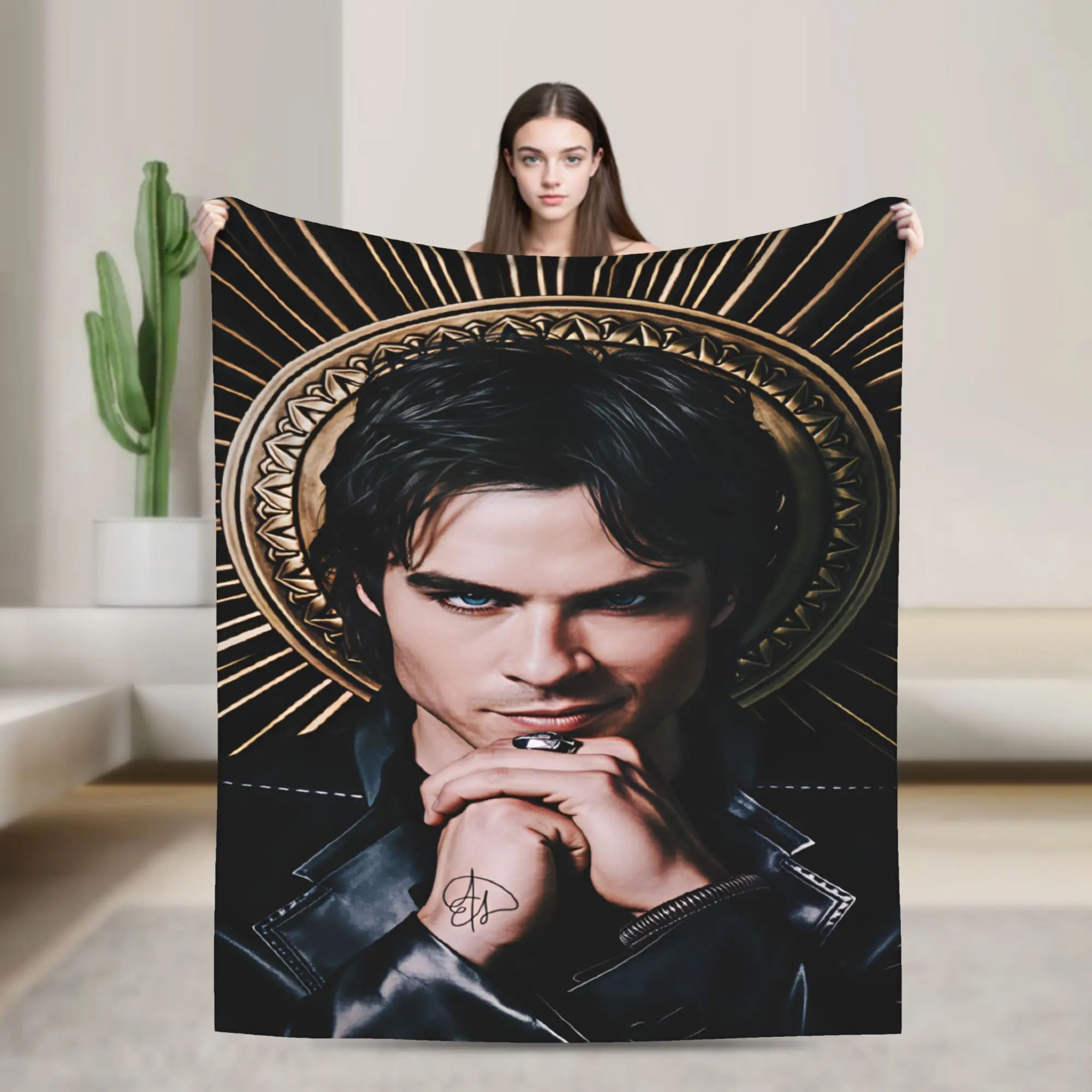Ian Somerhalder Blanket Quality Warm  Throw Blanket Spring Decorative Couch Chair Sofa Bed Pattern Bedspread