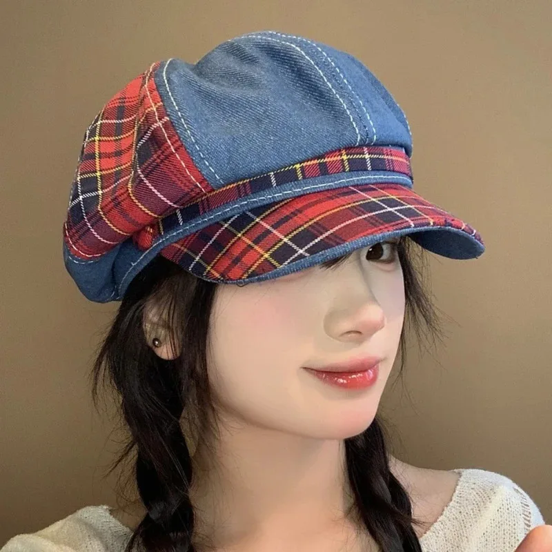 

Berets for Women New Spring Summer Autumn Newsboy Cap Plaid Artist Painter Beret Hat Female Octagonal Cap Lady Beret Caps