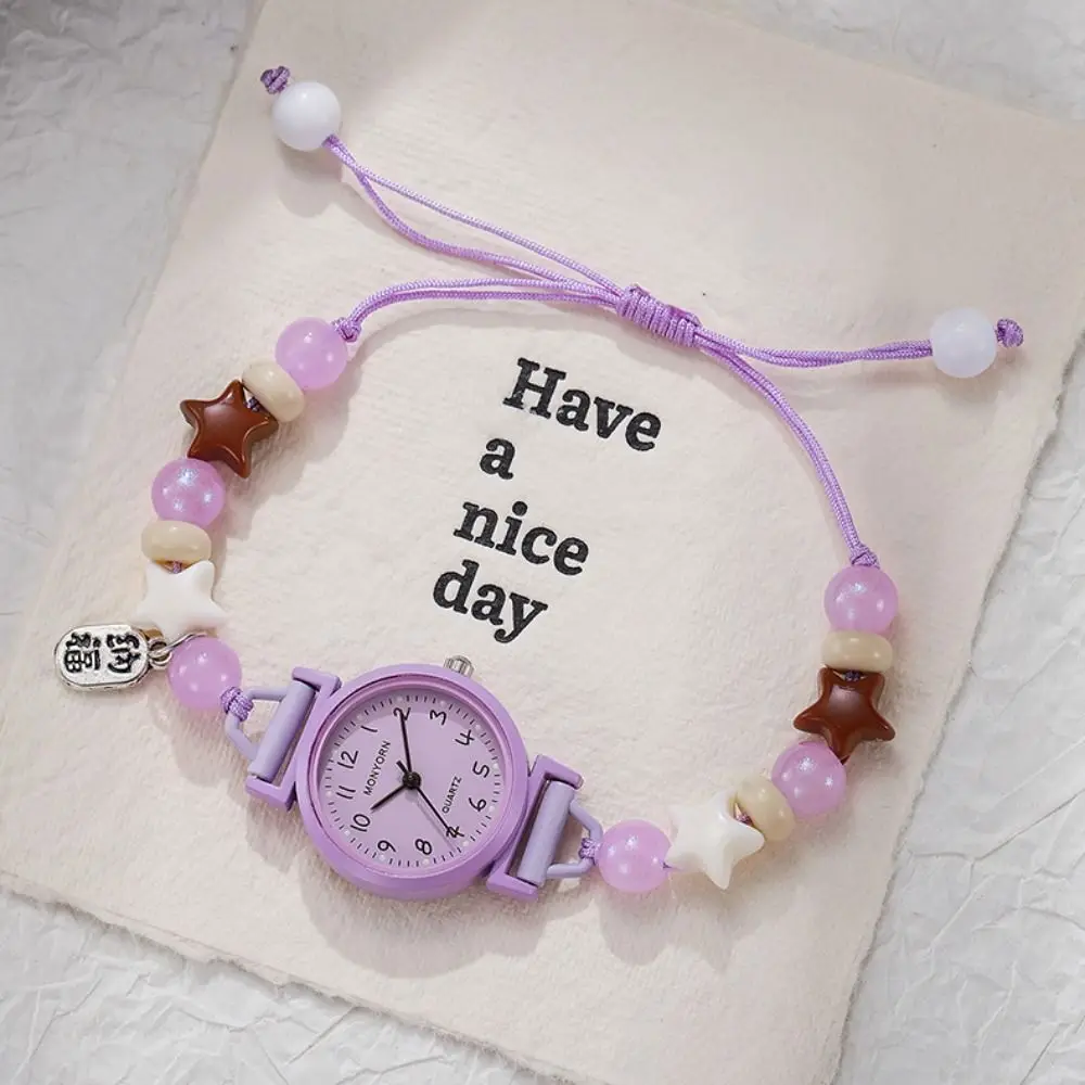 New Sweet Bracelet Watch Adjustable Dopamine Star Chain Watch Beaded Pendant Quartz Watch for Women Girls