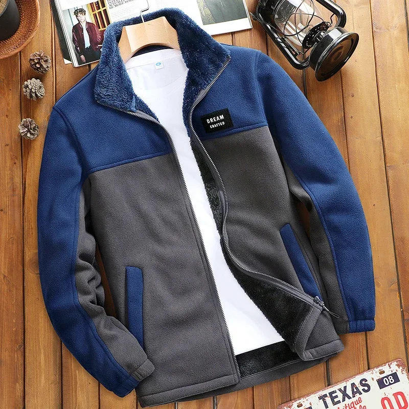 

Autumn Winter fleece warm Jacket wool Coat Long Sleeved New hoodies Clothing Overcoat Autumn Male Outerwear Polar Fleece Jacket