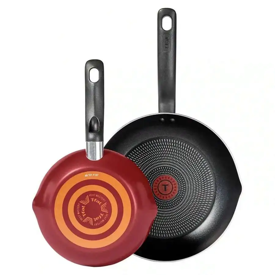 2-Piece Nonstick Frying Pan Set, Black Non Stick Skillet Pans With Heat Indicator, Easy Clean Cookware For Gas & Induction Stove