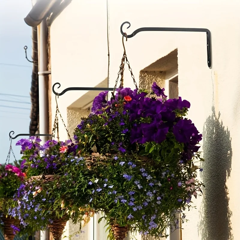 10 Inch Flower Basket, Flower Hook, Hanging Plant Support, Wall Hook, Straight Bird Feeder, Iron Wall