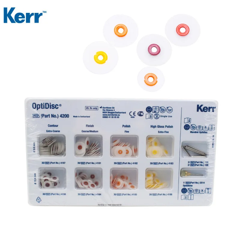 

Kerr OptiDisc Polishing Disc NO.4200 Kit Dental Finishing Discs Composite Polishing Disc Gross Reduction Contouring Mandrel