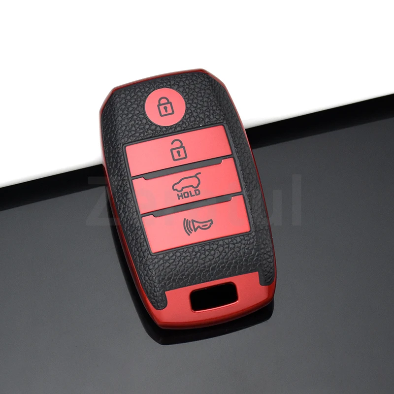 For Kia Sportage Cerato Optima K2 K3 K4 K5 Rio Picanto K2 Soul Sorento Sedona 4Buttons TPU Leather Car Remote Key Case Cover
