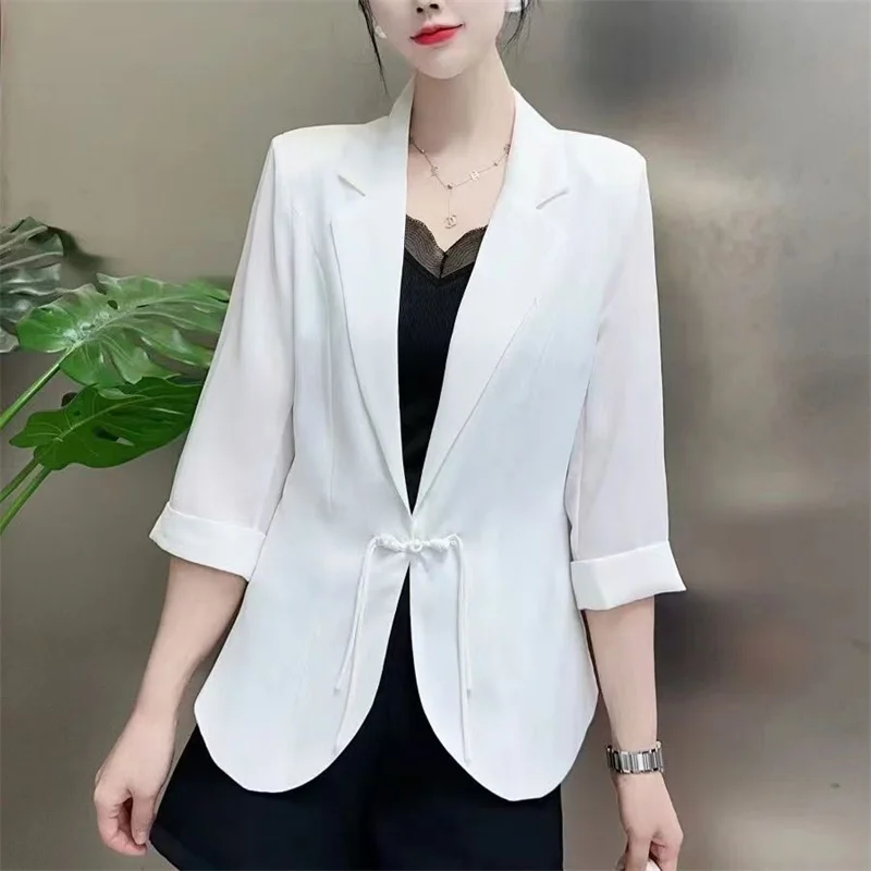 2025 Summer New Sunscreen Thin Coat Korean Style Versatile Seven Sleeve Small Western Suit Top