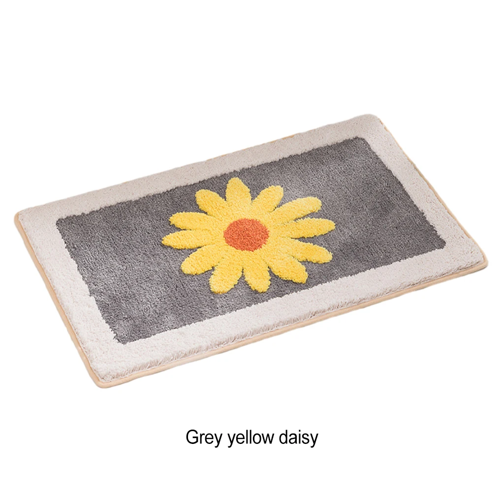Polyester Floor Mat With Daisy Pattern Easy To Clean And Wide Applications Non Slip And Strong