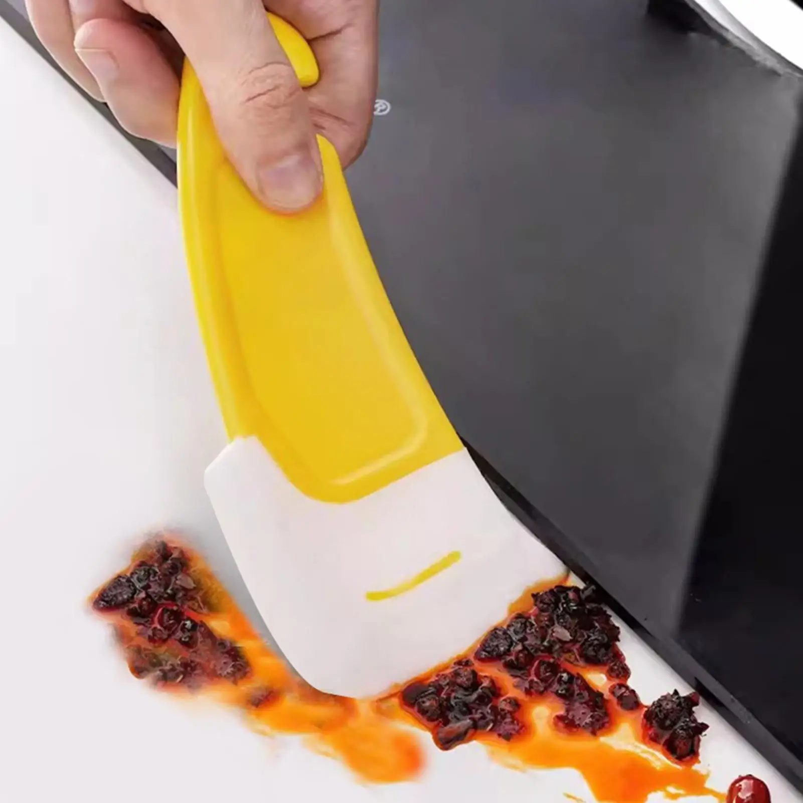 Silicone Pan Scraper Tool, Non-Stick Scratch-Free Spreader Remover for Kitchen Cooking, Baking Dishes, Pots Pans Cleaning