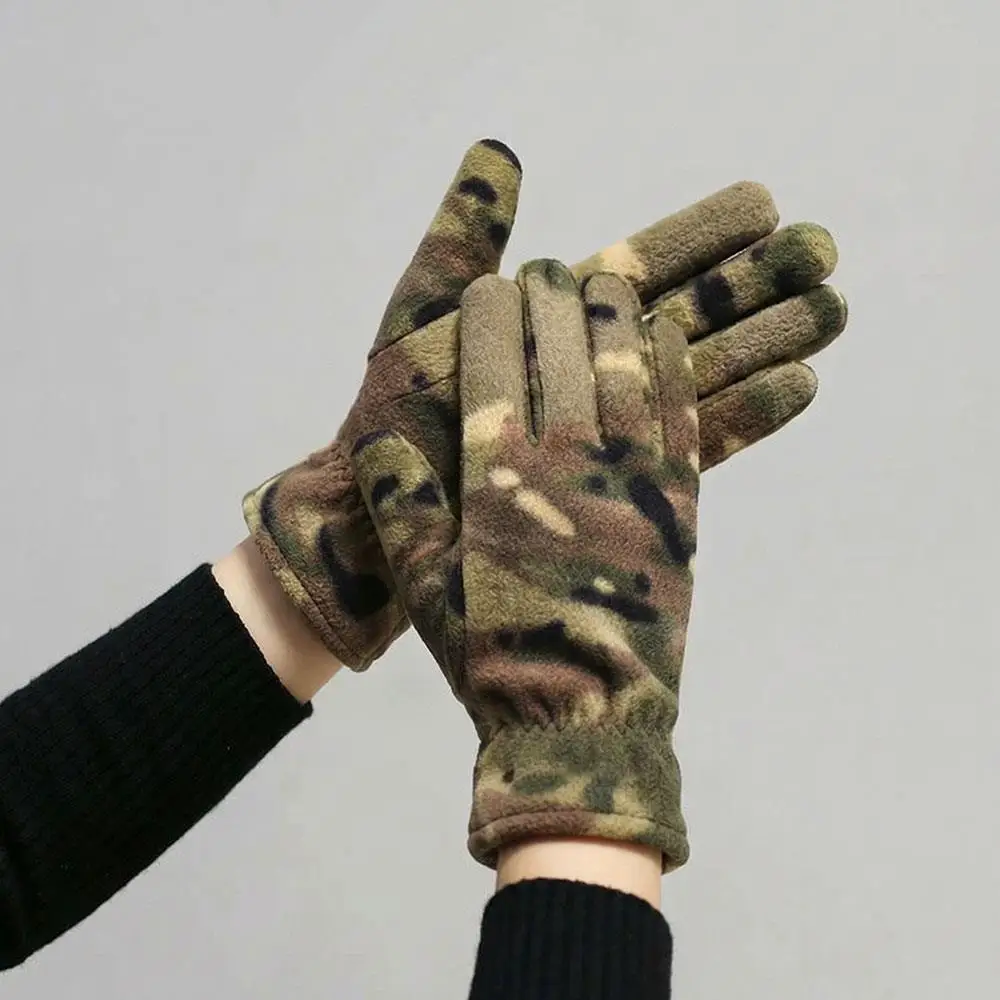 Esportes ao ar livre luvas de dedo cheio para homens mulheres engrossar luvas de lã polar resistente ao desgaste à prova de frio quente ciclismo luvas de esqui