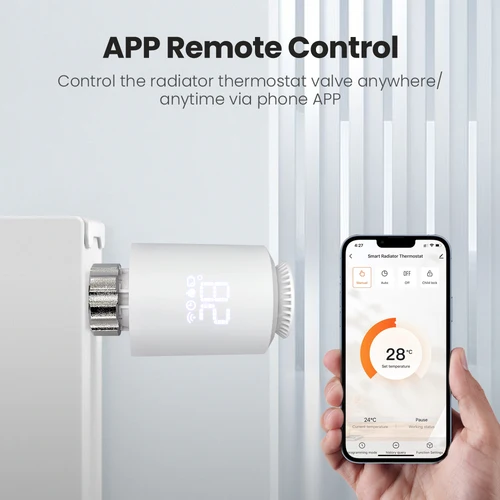 Imagen 2 del producto AVATTO Tuya ZigBee3.0 TRV válvula actuadora de radiador, controlador de temperatura de termostato programable inteligente compatible con Alexa Google Home