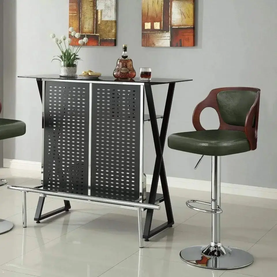Bar Stools Walnut Bentwood Adjustable Height Leather Modern Barstools with Back Vinyl Seat Extremely Comfy Bar Stool 1 Piece image 6