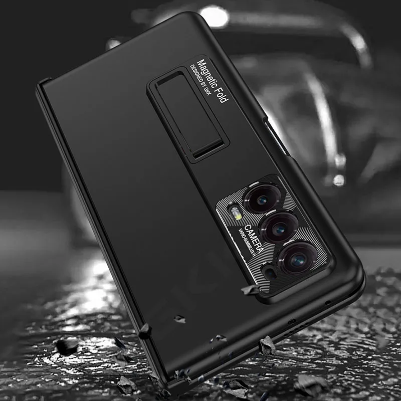 حافظة مفصلية مغناطيسية لهاتف Honor Magic V2 مضادة للخبط شاشة خارجية زجاجية حامل غطاء صلب غير لامع لهاتف Honor Magic V2