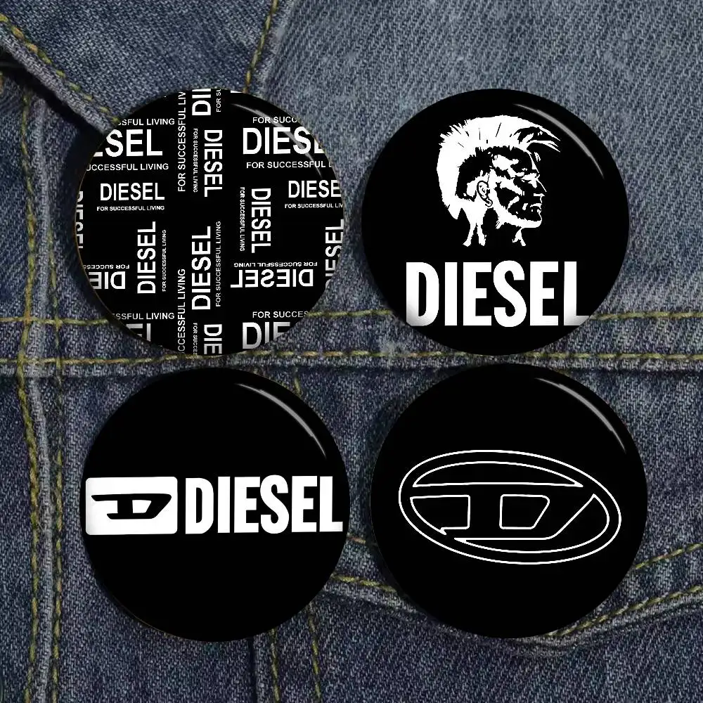 D-DIESEL Logo Tinplate Pin Button Custom Anime Role Old-school Brooch Cartoon Collar Badge Jewelry Gift Fans